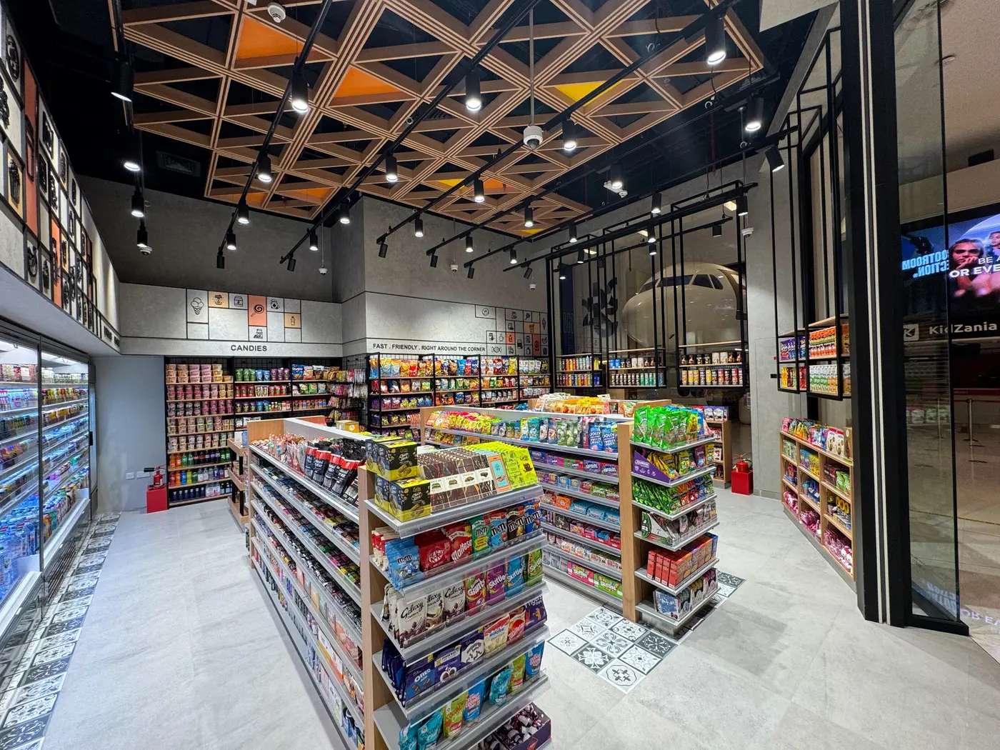 A bright Scorpios store with carefully arranged products